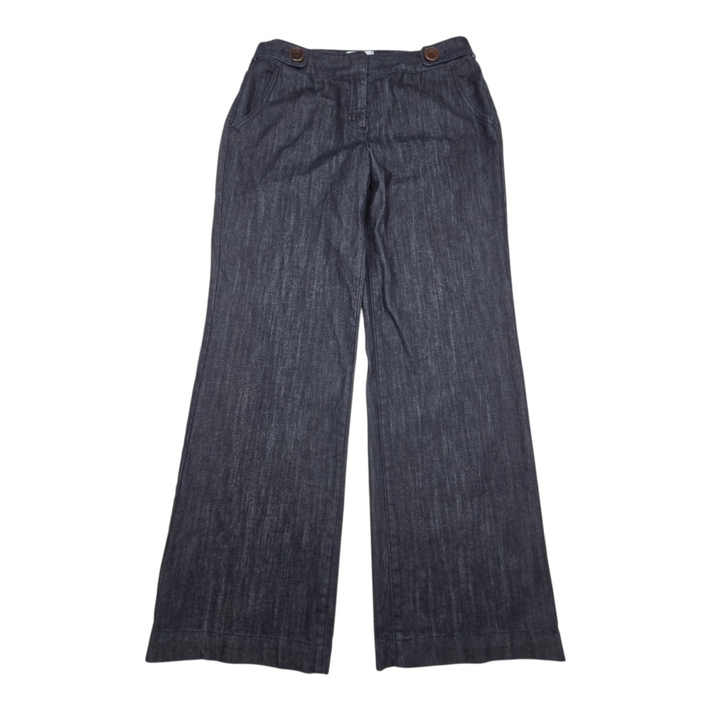 Vintage Sailor Jeans Talbots Petites Wide Leg Denim Trousers 10P Blue Dark Wash